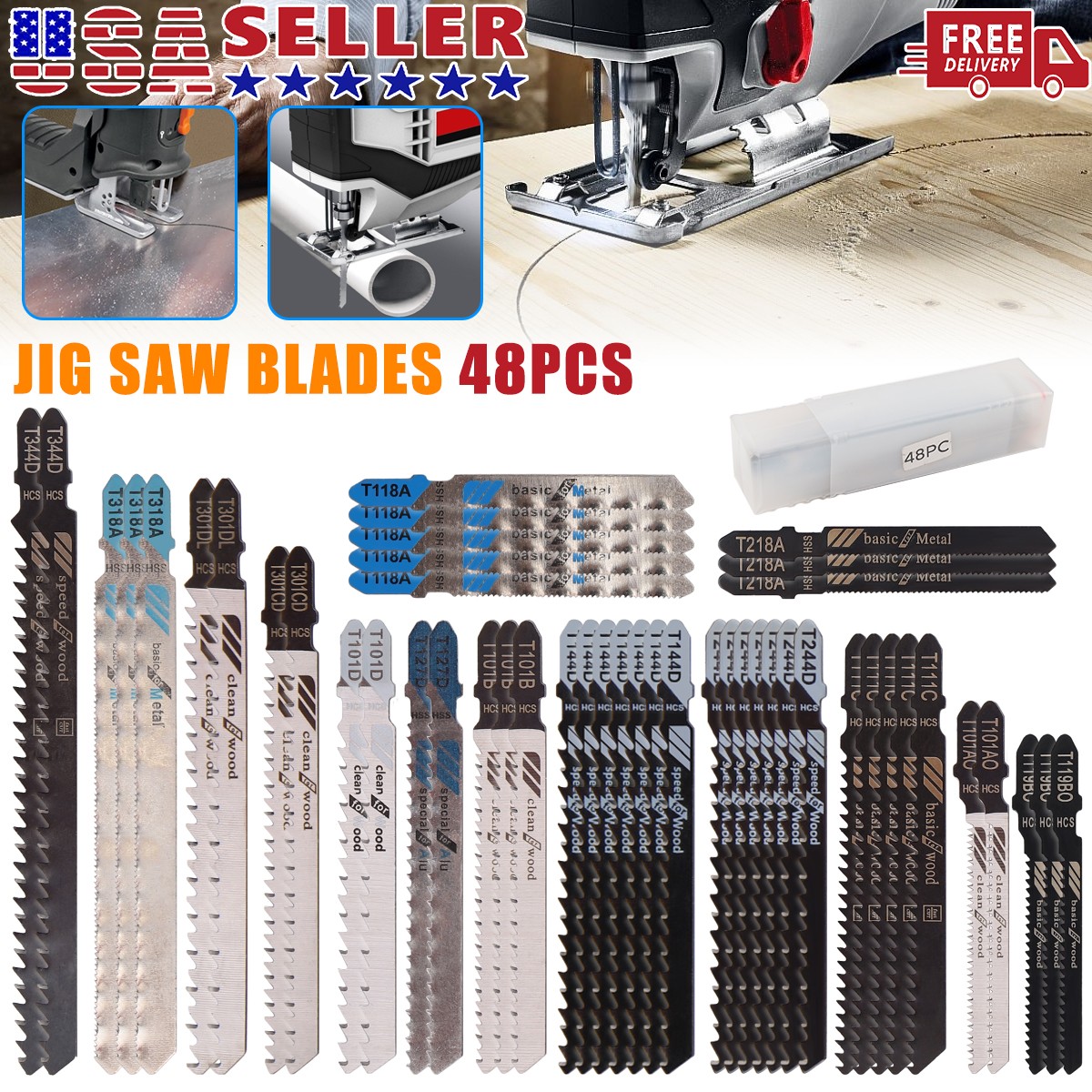 48PC Jig Saw Blades Set T-shank Assorted Wood Plastic Metal Cutting Jigsaw Blade gallery