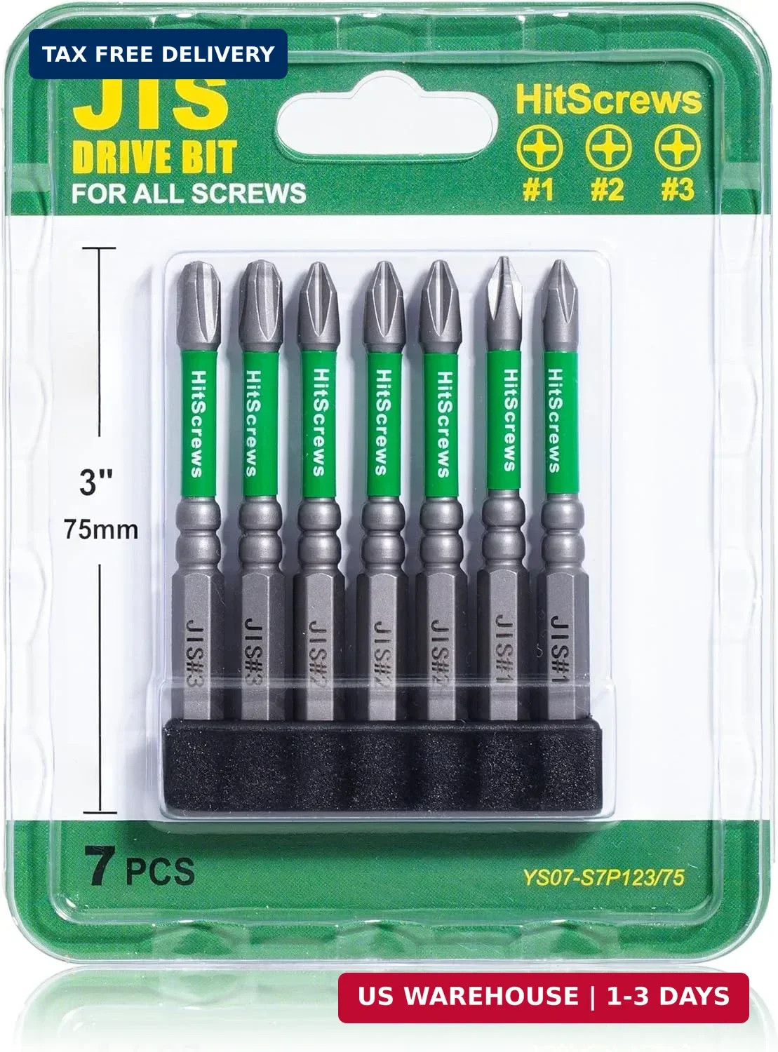 7pcs JIS Screwdriver Bit Set - 3" / 75mm - Impact Ready Japanese Cross Point Bit gallery