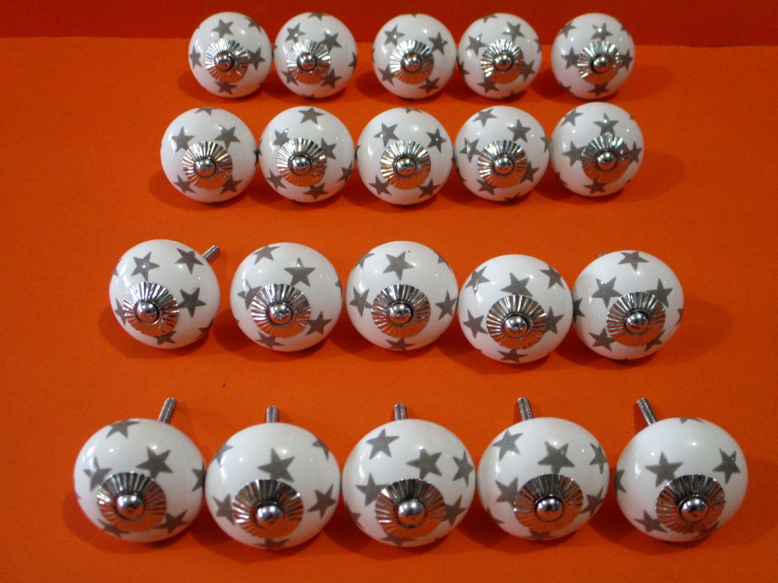 20 Sliver Star Drawer Pulls Knobs Handle Cabinet Dresser Hardware Round USA Pull gallery