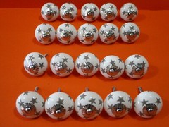 20 Sliver Star Drawer Pulls Knobs Handle Cabinet Dresser Hardware Round USA Pull