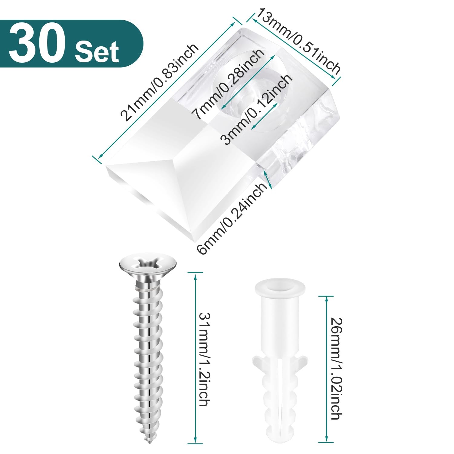 HeavyDuty Mirror Clips 30 Sets Plastic Metal Mounting Hardware for Cabinet Door gallery