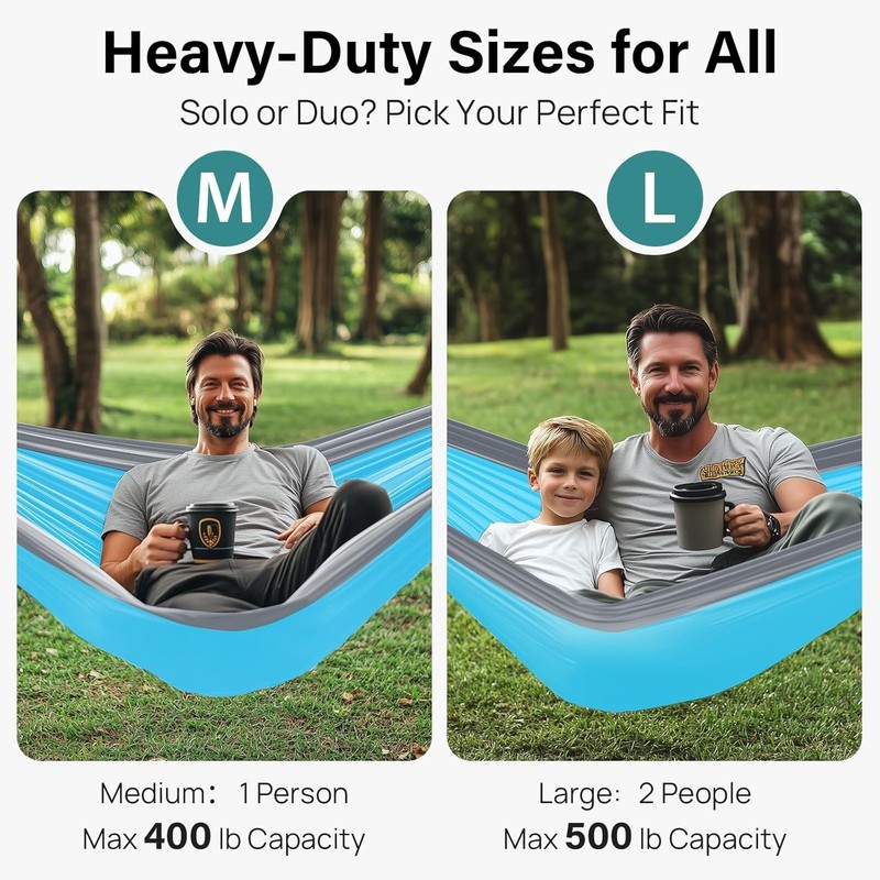 Camping Hammock, Portable Hammocks with Tree Straps & Attached Carry Bag, gallery