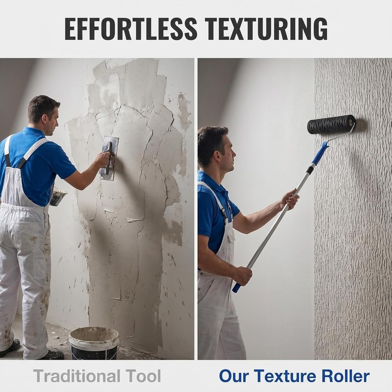 9 Inch Drywall Texture Paint Roller Pad Tree Bark Pattern Roller For Drywall gallery