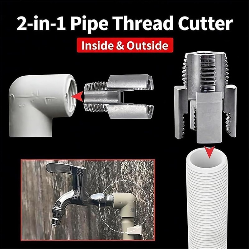 Integrated Internal & External Thread Cutting Tool Threader For 1/2" 3/4" Pipe gallery
