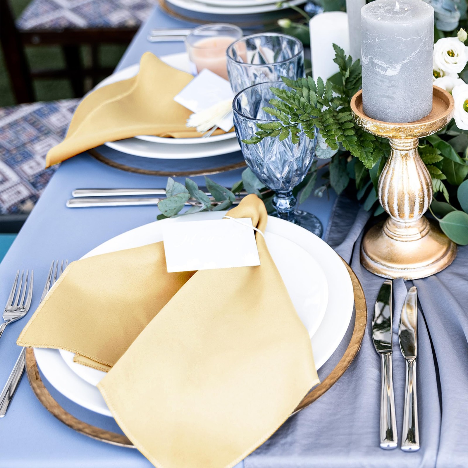 Satin Table Napkins 12 Pcs, 17x17 Inch, Wedding Reception Decor, Gold gallery