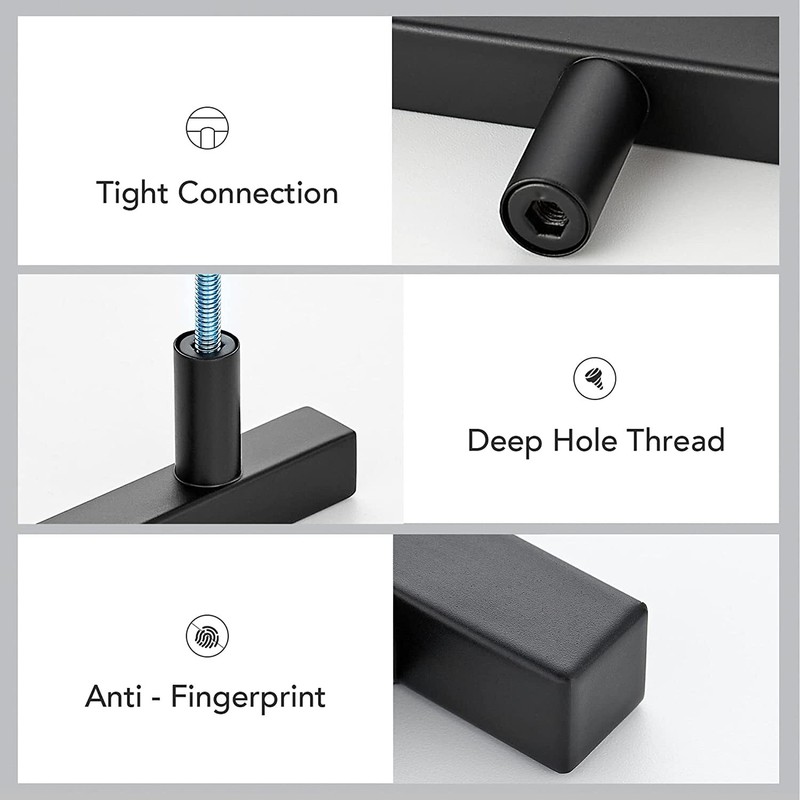 Square T Bar Drawer Pulls Knob Stainless Steel Kitchen Cabinet Handles Black LOT gallery
