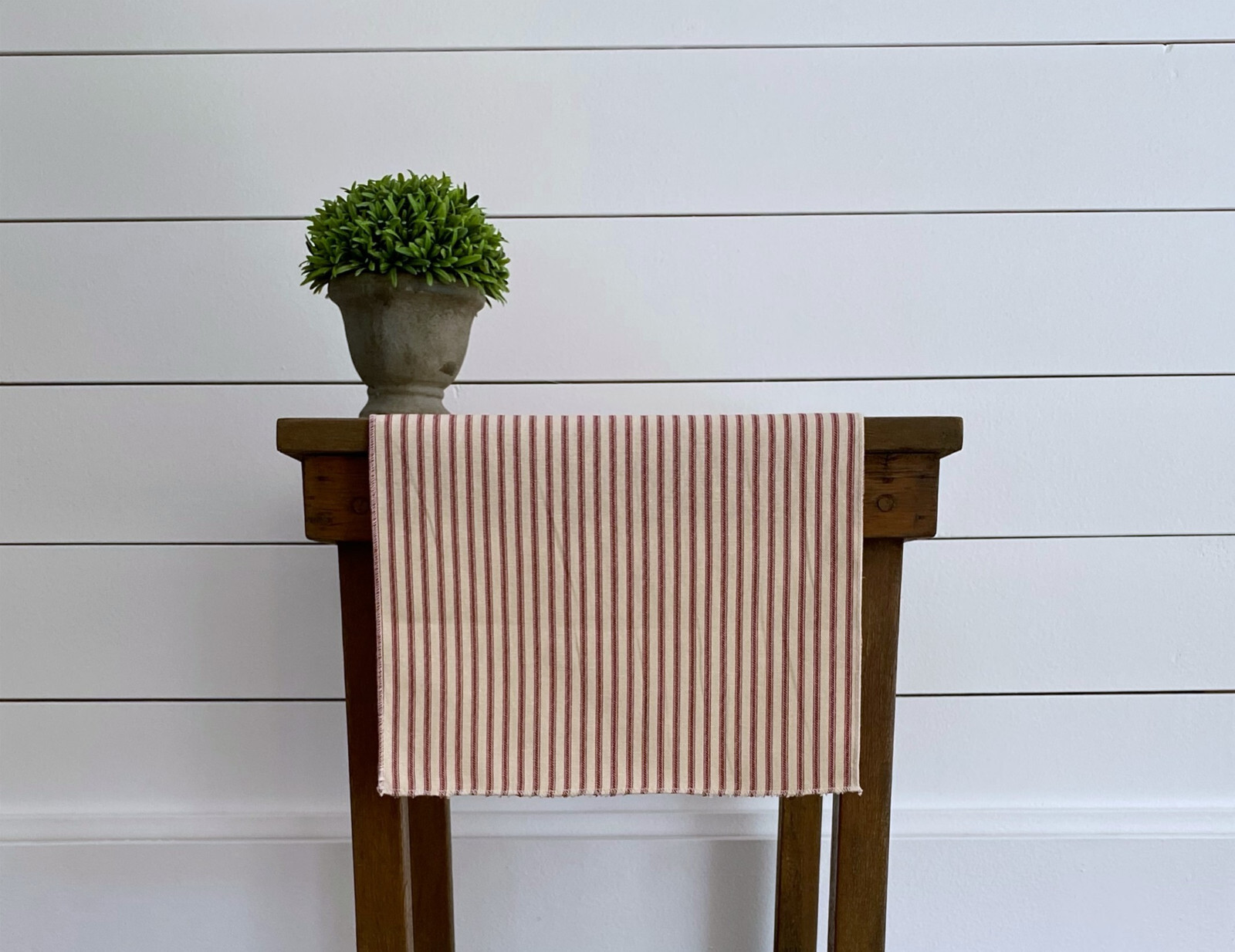 Red Ticking Stripe Table Runner Christmas Home Decor Centerpiece Vintage Linens gallery