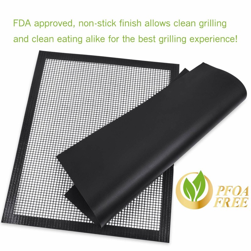 DAT Non-Stick BBQ Grill Mat 4 Pack, 2 Grill Mats 2 Grill Meshes, 15.75" x 13" gallery