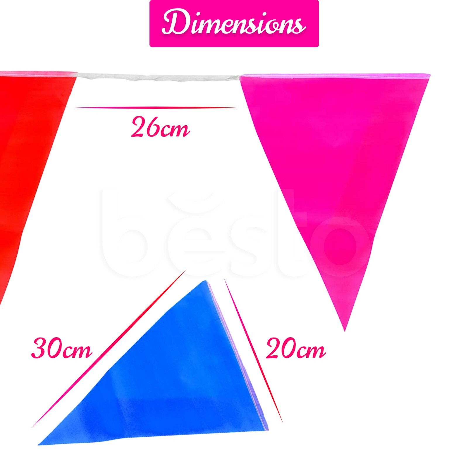 20x Bunting Flags Multi Coloured PVC Banner For Party Indoor Outdoor 10m/33feet gallery
