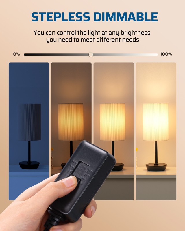 DEWENWILS Plug in Light Dimmer Switch For Dimmable LED Lights 6.6 ft Cord Black gallery