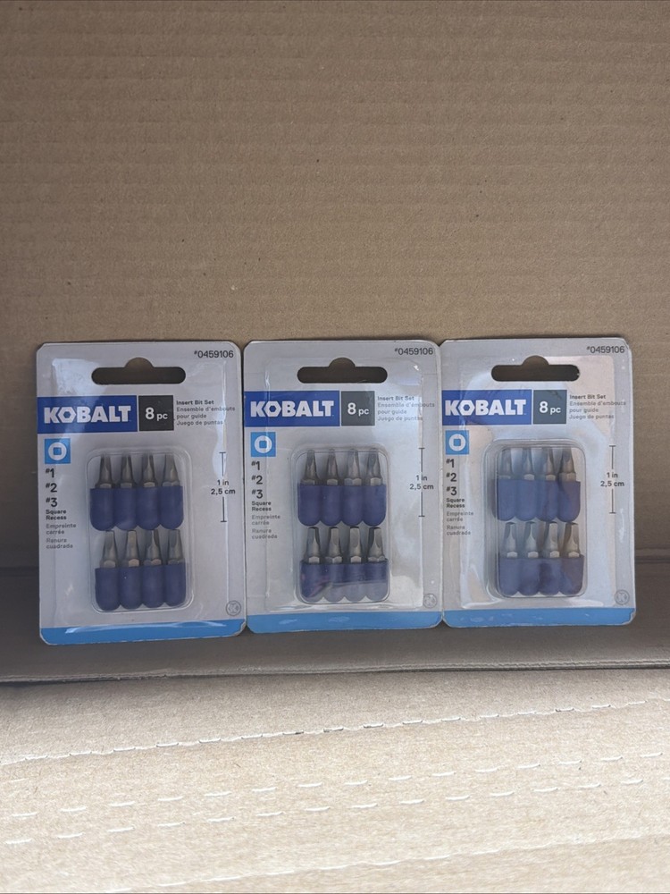 Kobalt 8 Pc Insert Bit Set 1 Inch 2,5 Cm LOT OF 3