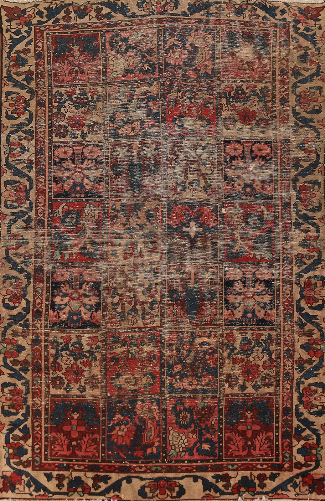 Vegetable Dye Garden Design Bakhtiari Vintage Handmade Wool Area Rug 4x7 Carpet gallery