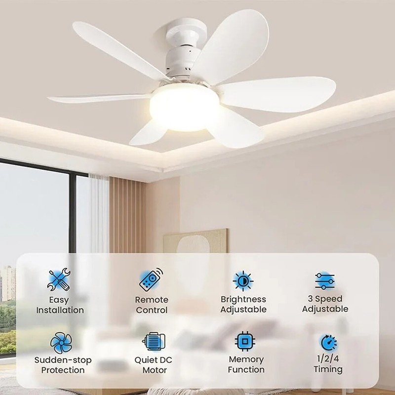 Ceiling Fans Socket Fan Light Remote Control Dimmable Screw In Flower LED Lights gallery