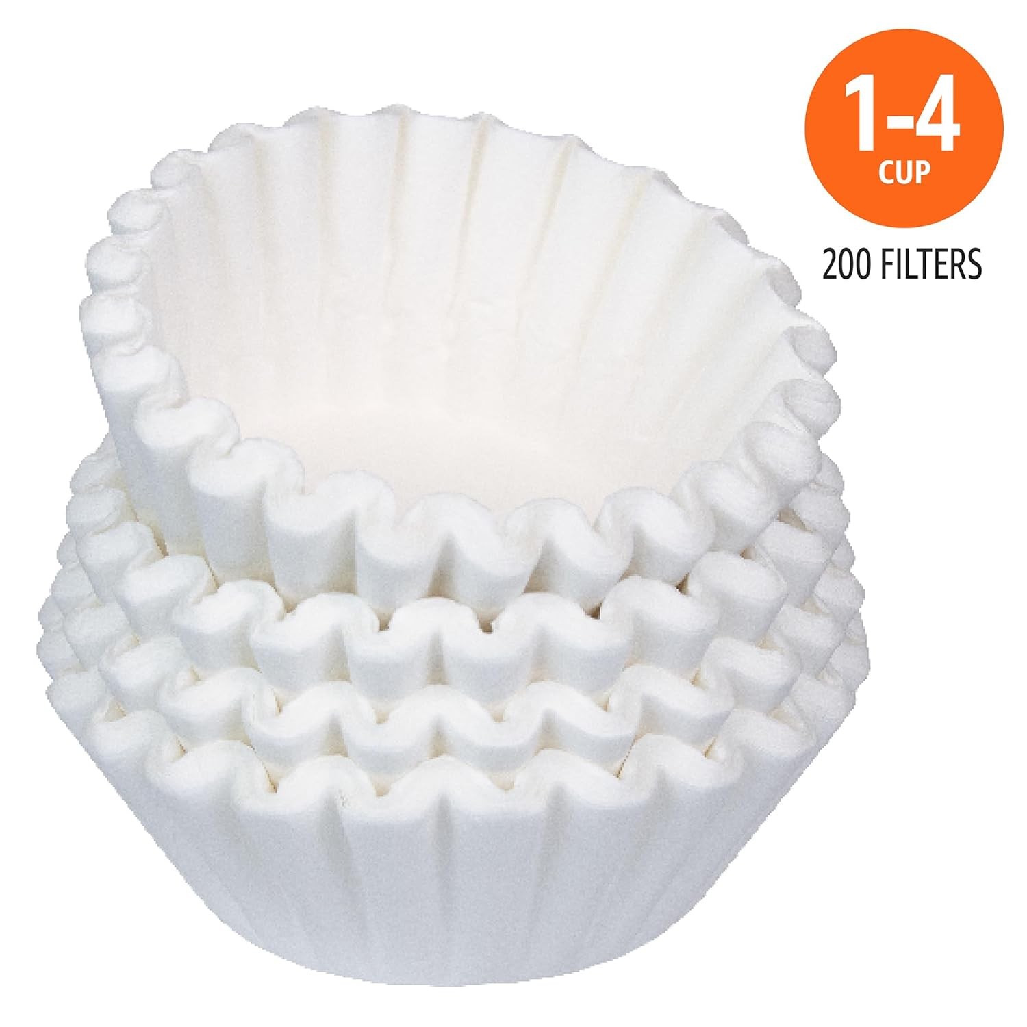 Amazon Basics Basket Coffee Filters for 1-4 Cup Coffee Makers, White, 200 Count gallery