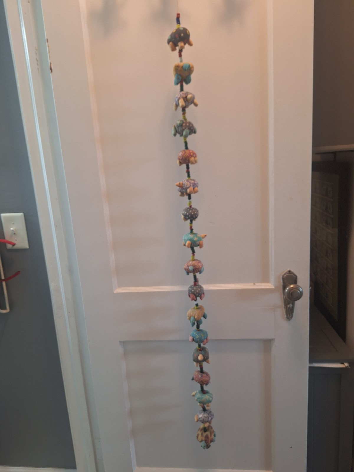 Cloth & Bead 17 Turtle Hanging Mobile, Varied Fabrics, 55" Long, Made In India gallery