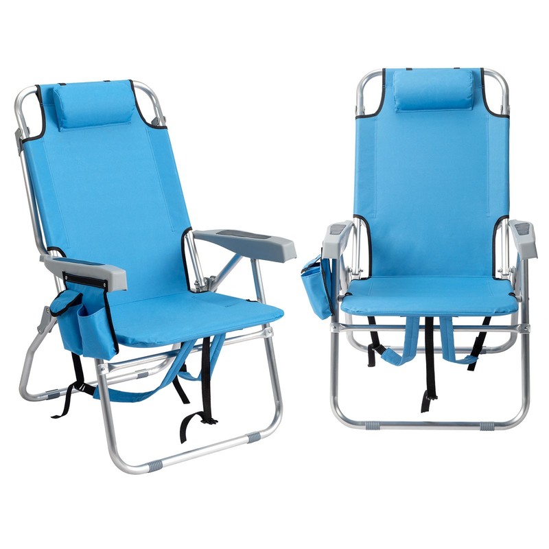 Backpack Beach Chair Adjustable high Beach Lounge Chairs with Towel Rack gallery