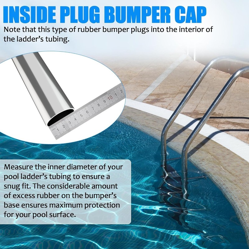 Durable 2-Pack Inside Pool Ladder Rubber Plugs for Standard 1.9" Ladders gallery