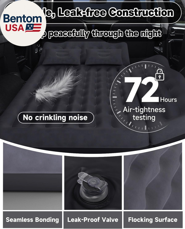 Inflatable Car Mattress Bed: SUV Camping Air Bed for Truck Backseat with Pump & gallery