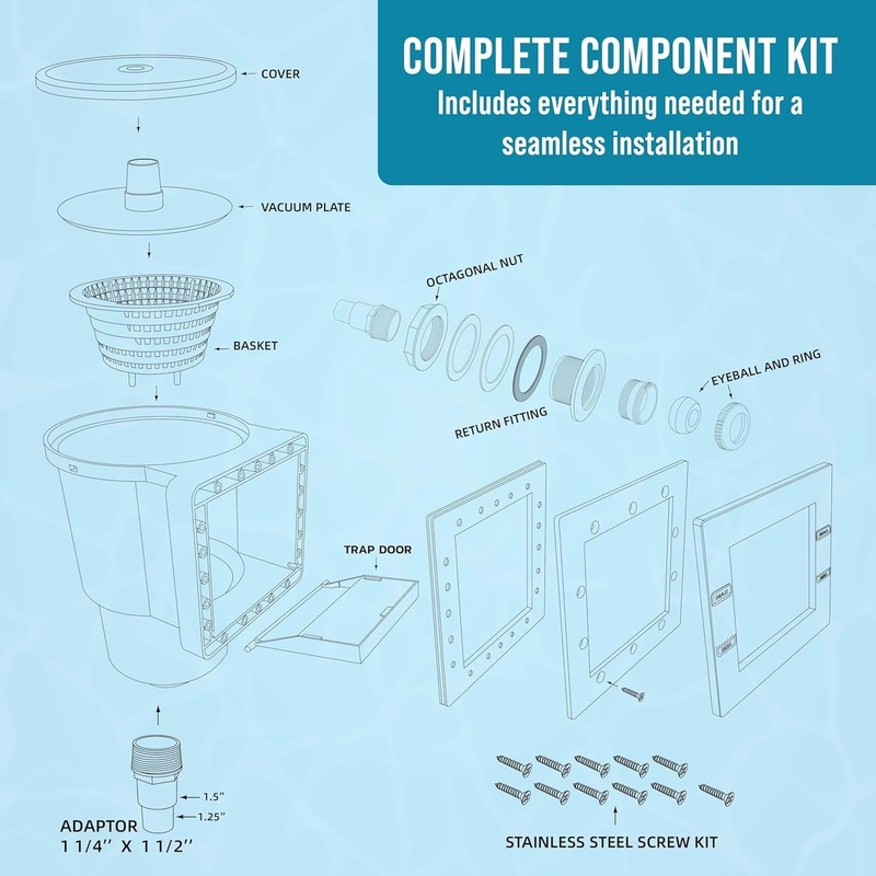 Complete Replacement Pool Skimmer Kit for Above Ground Pools - Heavy-Duty Design gallery