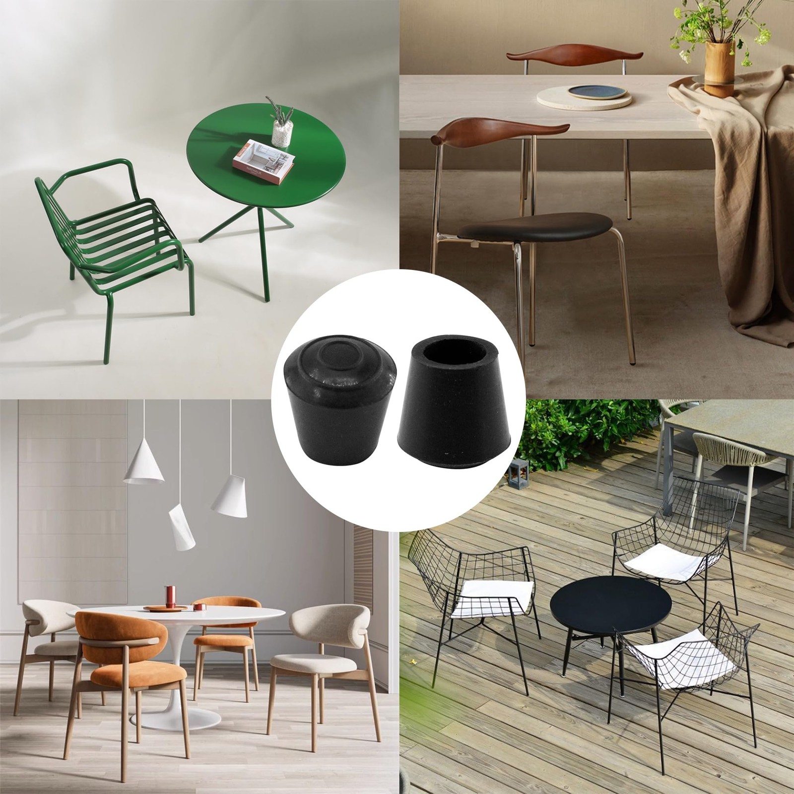 16Pcs 3/4 Inch Round Chair Leg Caps, Flexible Rubber Tips Cover Furniture Foot gallery