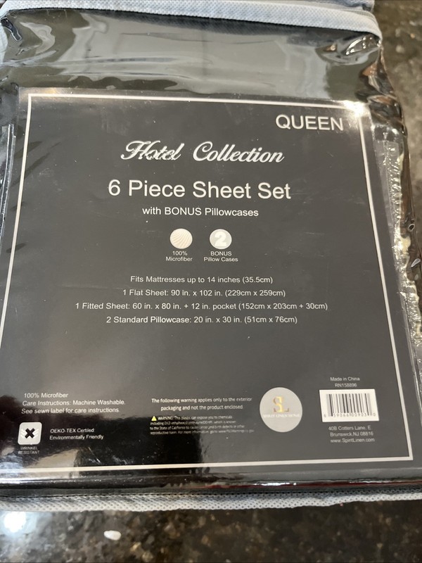 Hotel Collection Microfiber Wrinkle Free Queen Black Bed Sheet Set 6 Pc NWT (LS) gallery