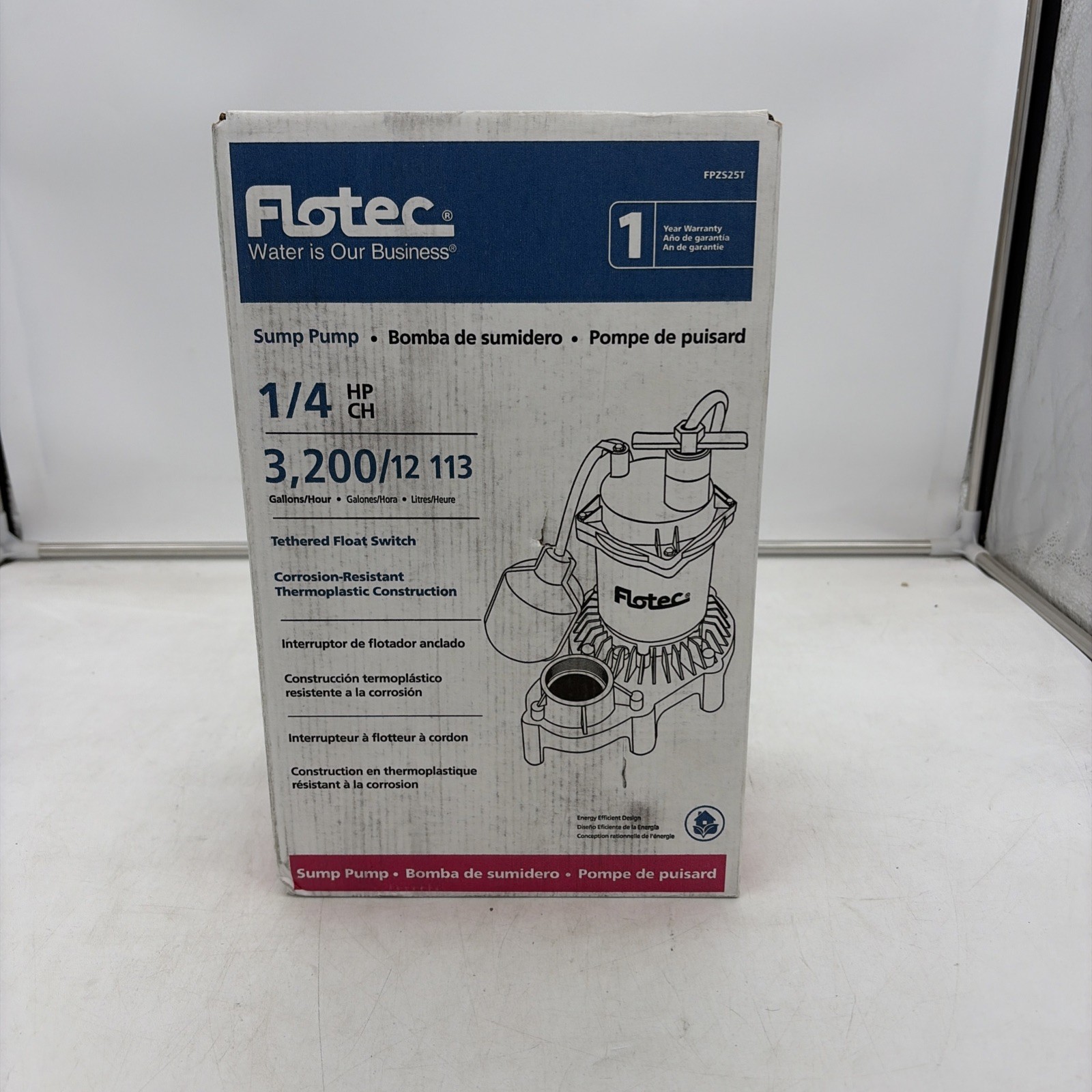 Flotec FPZS25T Submersible Thermoplastic Sump Pump, 1/4 HP 3200 GPH NEW!! gallery