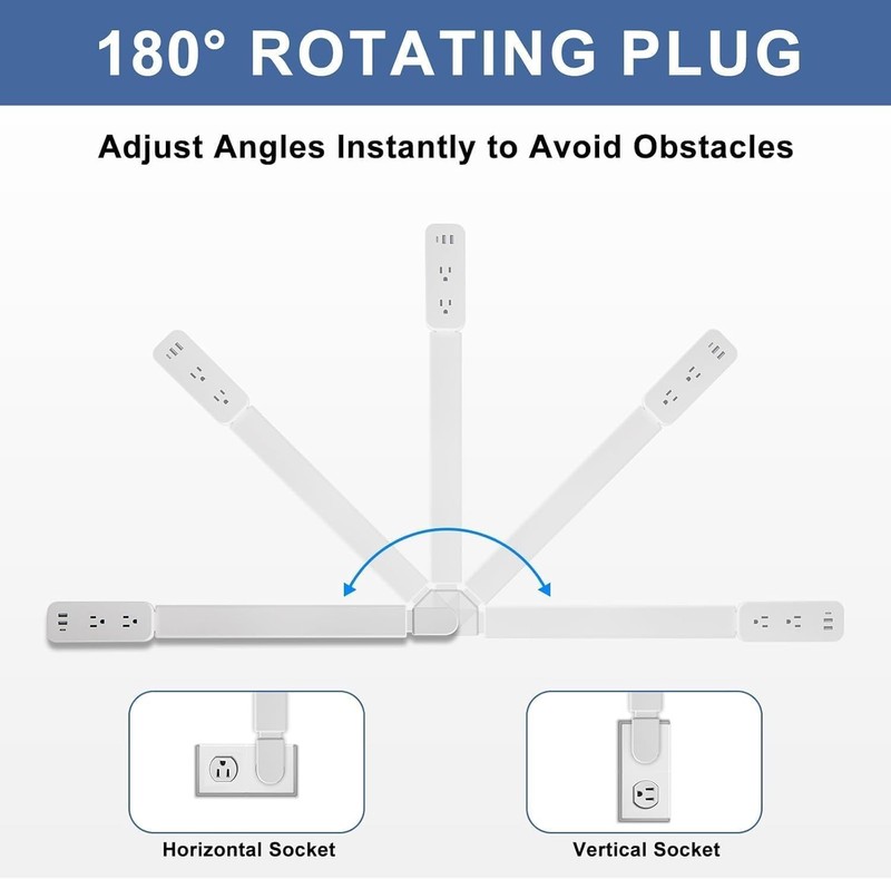 180° Rotating Electrical Outlet Extender, Vertical Power Socket Expander, 2 AC & gallery