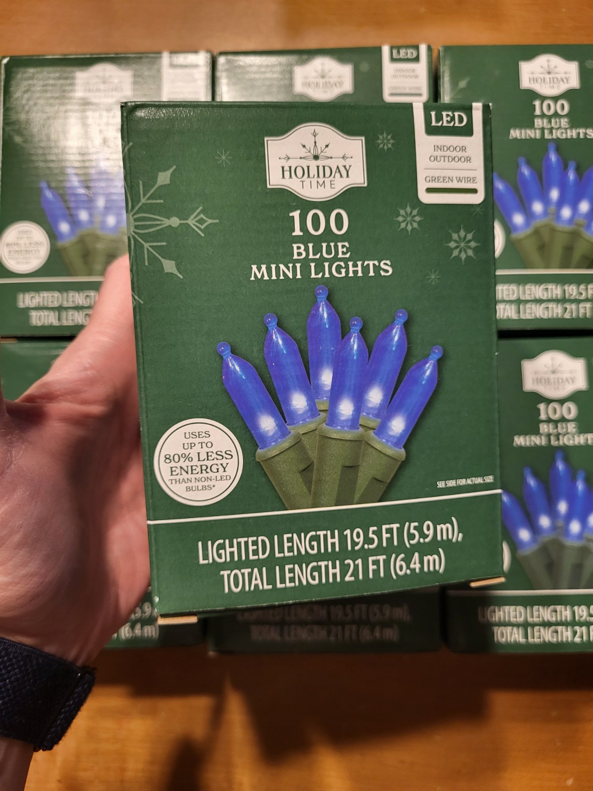 Holiday Time 100 Blue Mini LED Christmas Tree Lights Indoor Outdoor Green Wire gallery
