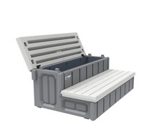 XtremepowerUS 36″ Universal Spa Step and Hot Tub 2-Steps Resin W/ Storage, Grey