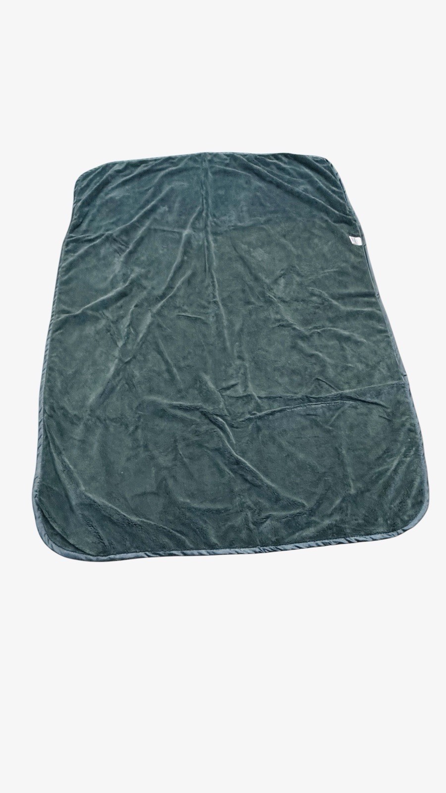 HTF Brookstone NAP Forest Green Throw Blanket Satin One Layer Travel “48x35” gallery