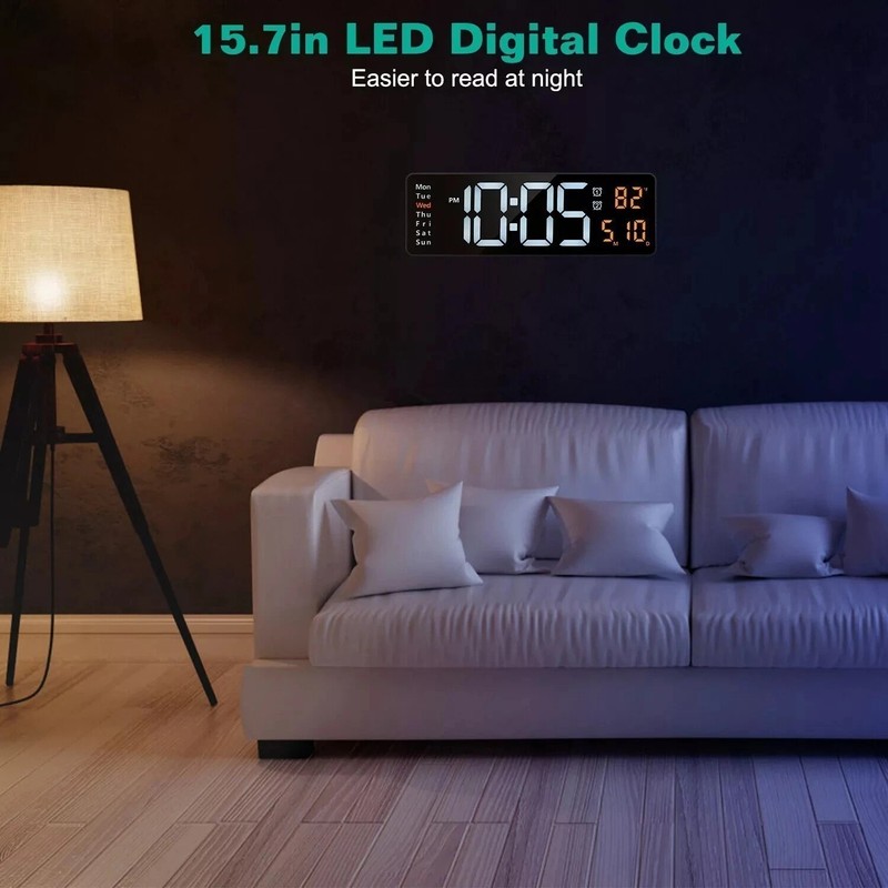 16" Large Digital Wall Clock with Remote, Large Display LED Wall Clock Timer US gallery