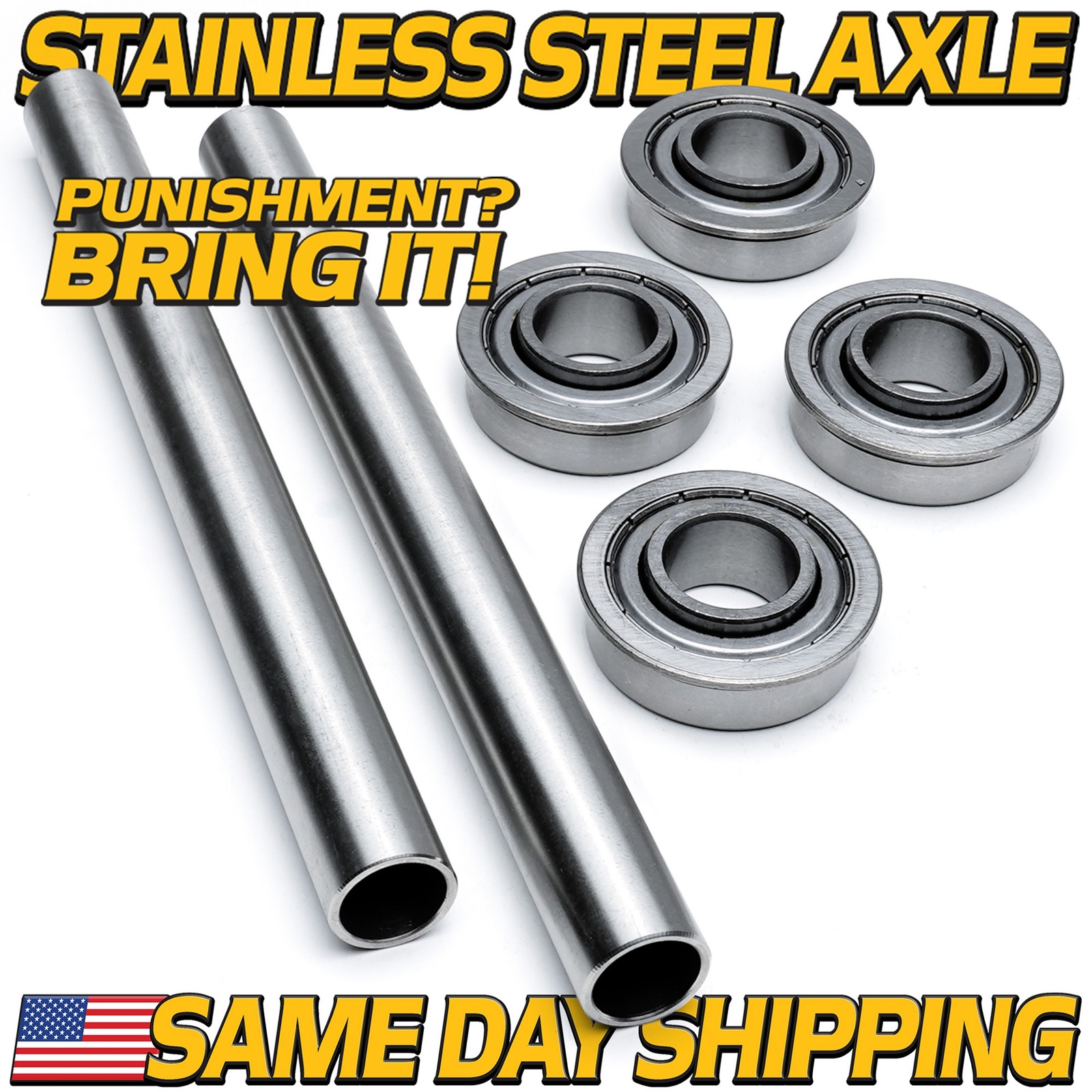 (2 Kits) Front Axle & Shielded Wheel Bearings for BadBoy Maverick Revolt-SD gallery