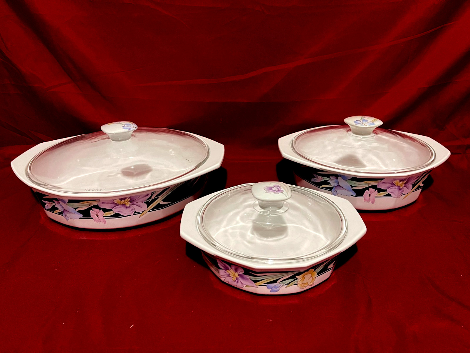 Mikasa Charisma Black Fire & Ice (Set Of 3) Casseroles 6 3/4" & 8 1/2" & 10 1/2" gallery