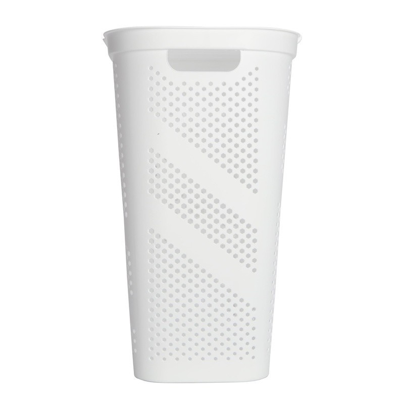 Hinged Lid Laundry Hamper Plastic Ventilated Design W/ Carrying Handles Home Use gallery