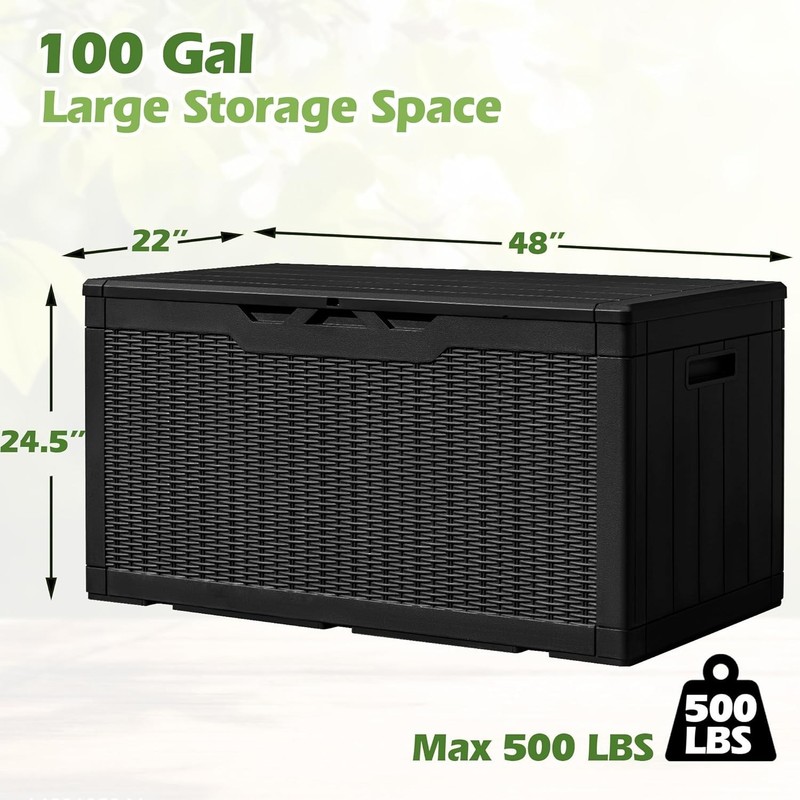 Lockable Outdoor Resin Deck Box – 100 Gallons of Stylish Storage for Your Patio gallery