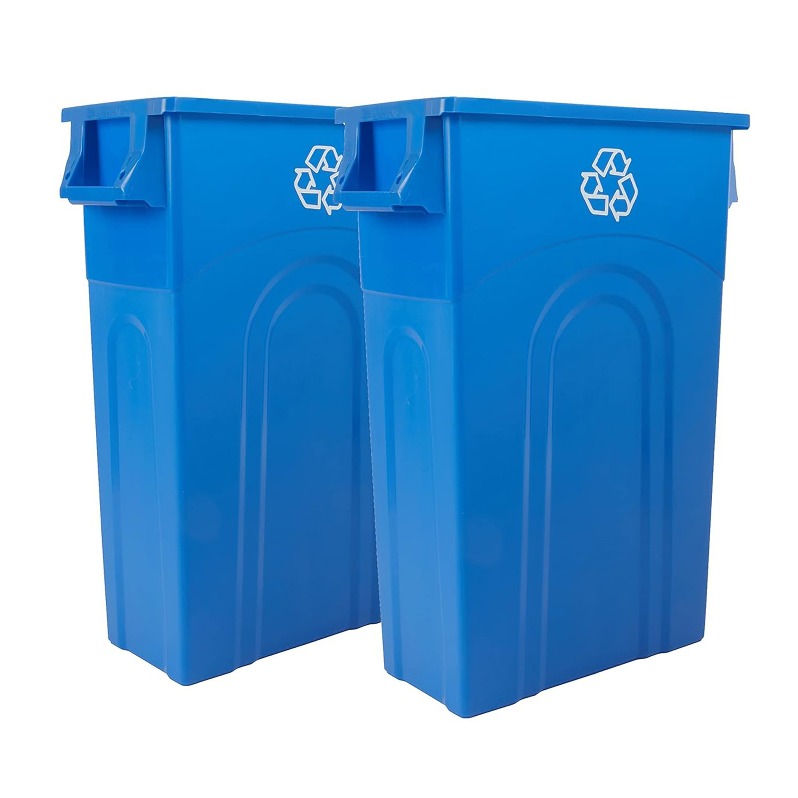 United Solutions 2 Pack 23 Gal Kitchen Trash Can Garbage Bins, Highboy, Blue gallery