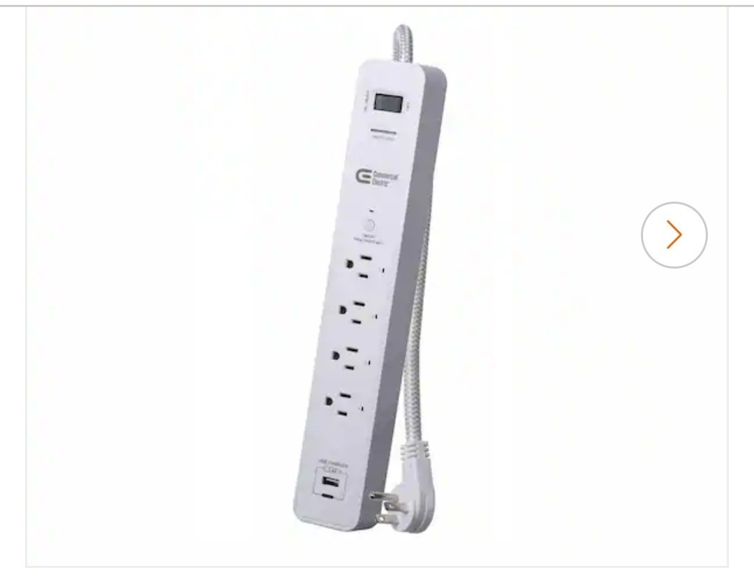 3 ft. 4-Outlet White Surge Protector Smart with USB Powered by Hubspace gallery