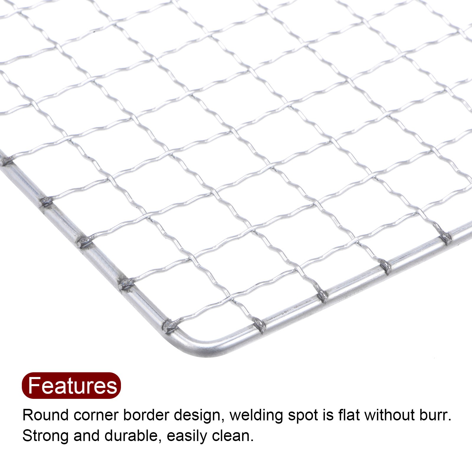 Square BBQ Grill Net 19x60cm Electroplated Stainless Steel Barbecue Mesh Mat gallery