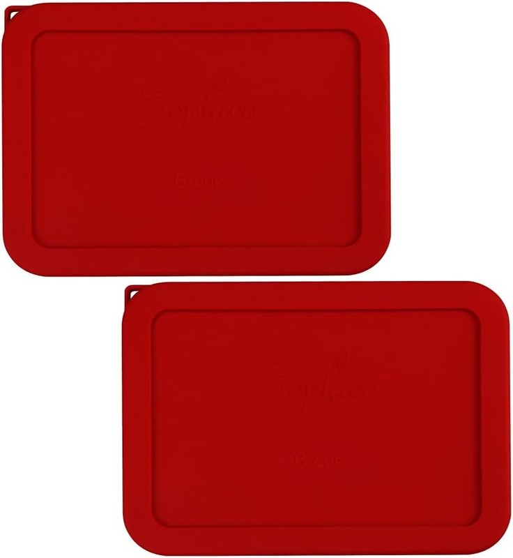 6 Cup Rectangle Silicone Storage Cover Lids Replacement for Pyrex 7211-PC Glass gallery