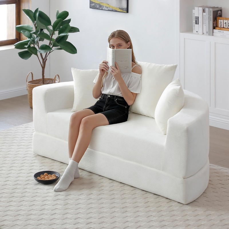 Convertible Sofa Bed Sleeper Futon Couch Floor Lounge Loveseat With Pillows gallery