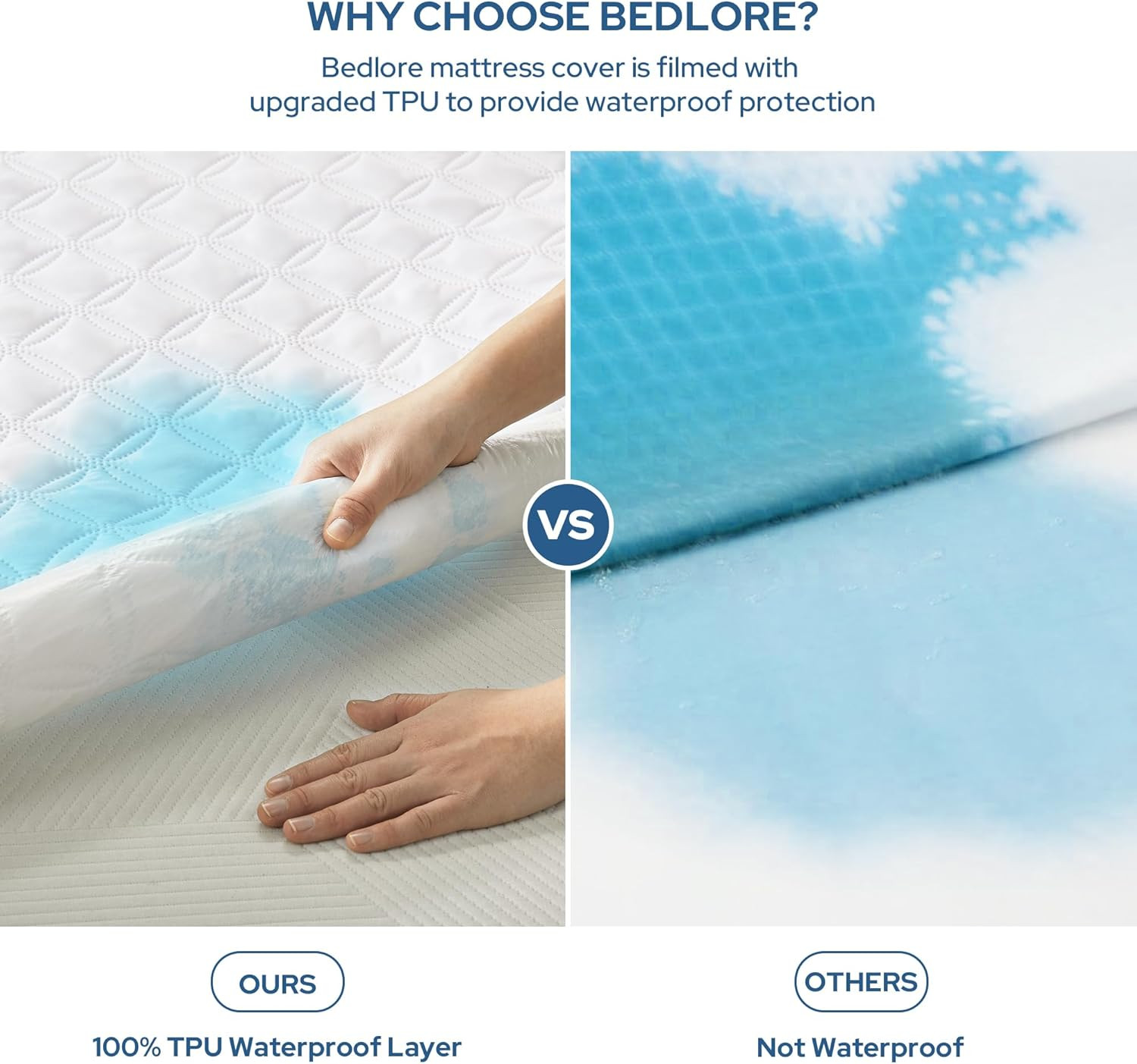 King Waterproof Mattress Protector Noiseless Mattress Pad Deep Pocket White gallery