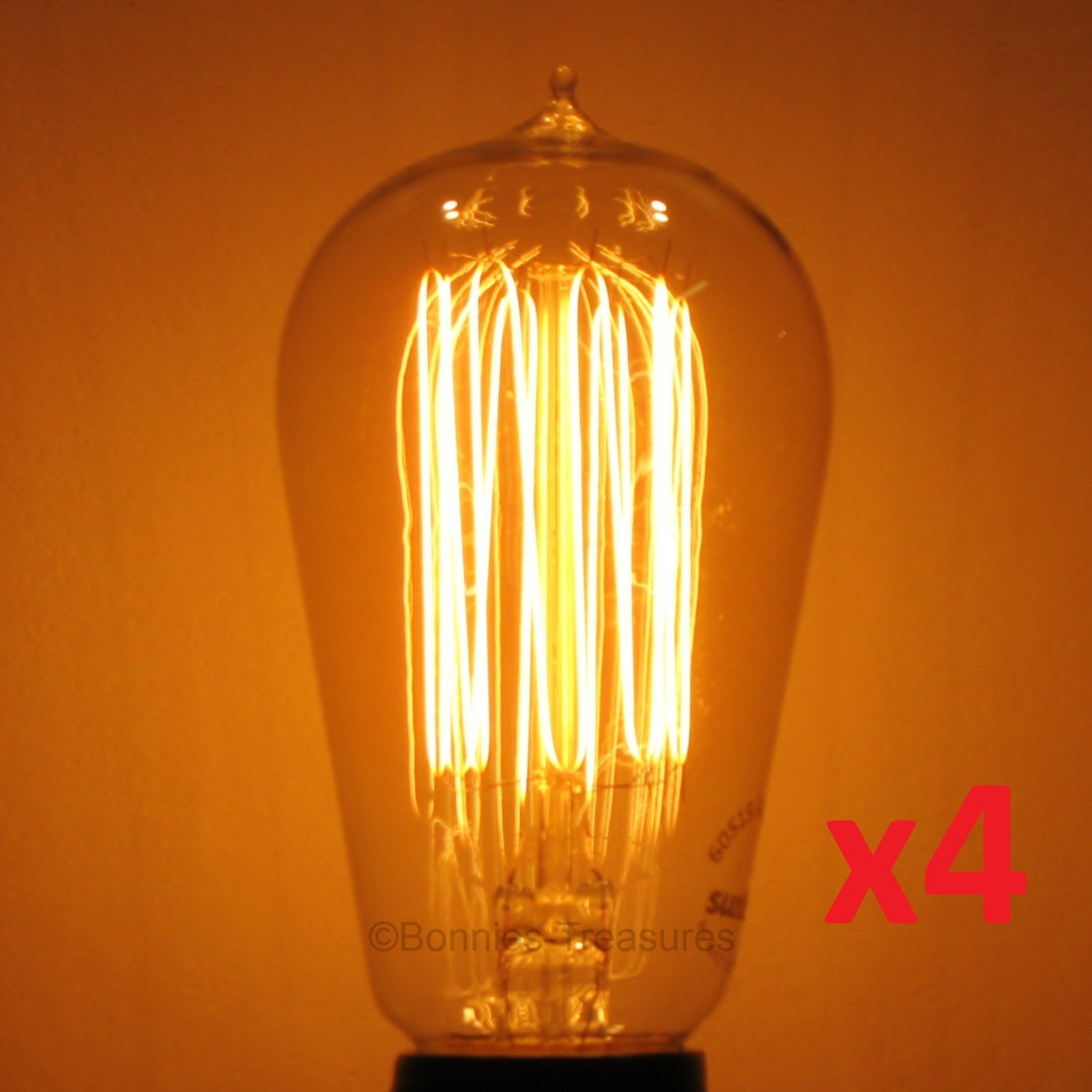 SCRATCH&DENT: 4pk 60W S19 Edison Bulb MARCONI Filament Antique Style 60 watt gallery