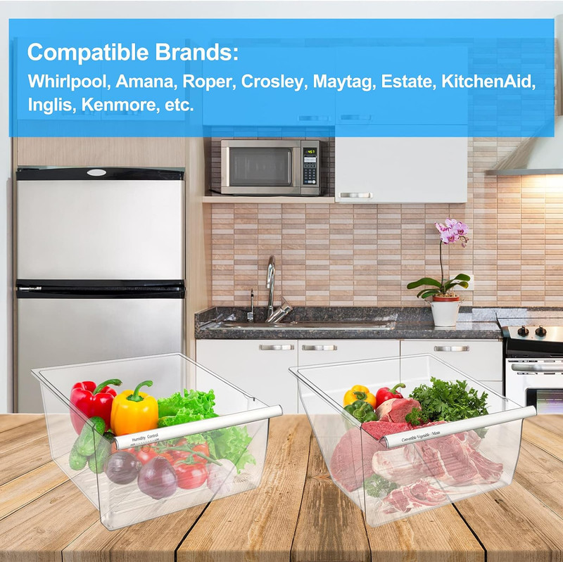 2 Pack Fridge Crisper Drawer Replacement for Whirlpool & Kenmore Refrigerators gallery