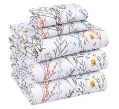 100% Cotton Percale Sheets Split King Size Cooling Bed Sheets Crisp Cotton Bed