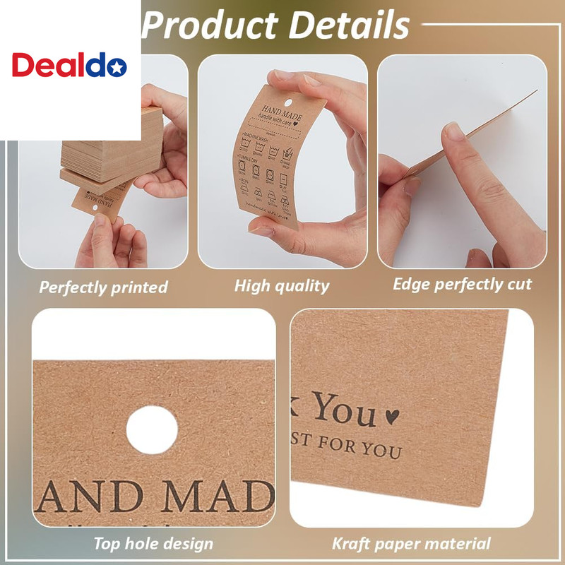 120 Pcs Handmade Fabric Washing Instructions Hang Tag 3X2Inch Sandy Brown Kraft gallery
