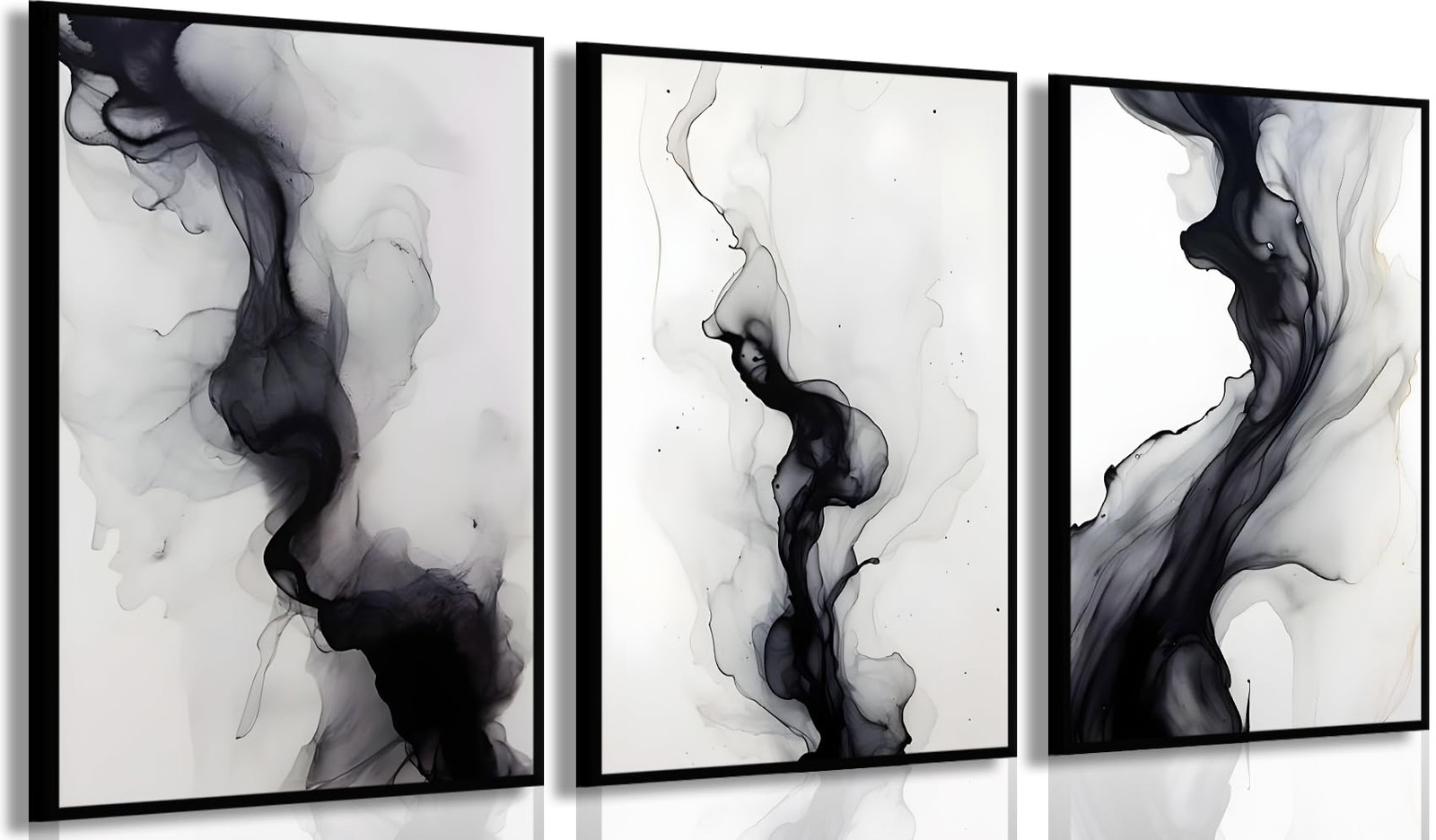 3 Pcs Black And White Simple Abstract Canvas Wall Art Black and gray Minimali gallery