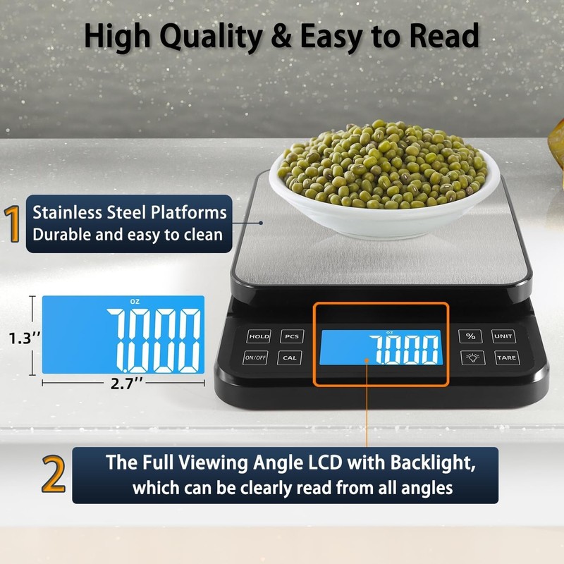 Large 0.1g Accuracy Kitchen Scale - Backlit LCD & Percentage Function for Bakers gallery