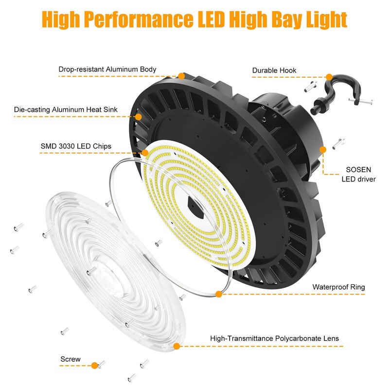 150W 200W 240W LED UFO High Bay Light Commercial Warehouse Garage Light Dimmable gallery