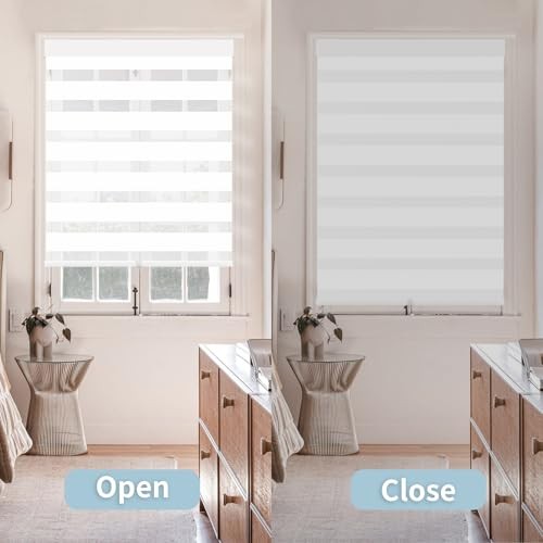 Cordless Zebra Blinds for Windows (35" W X 72" H, 35"W x 72"H Light White gallery