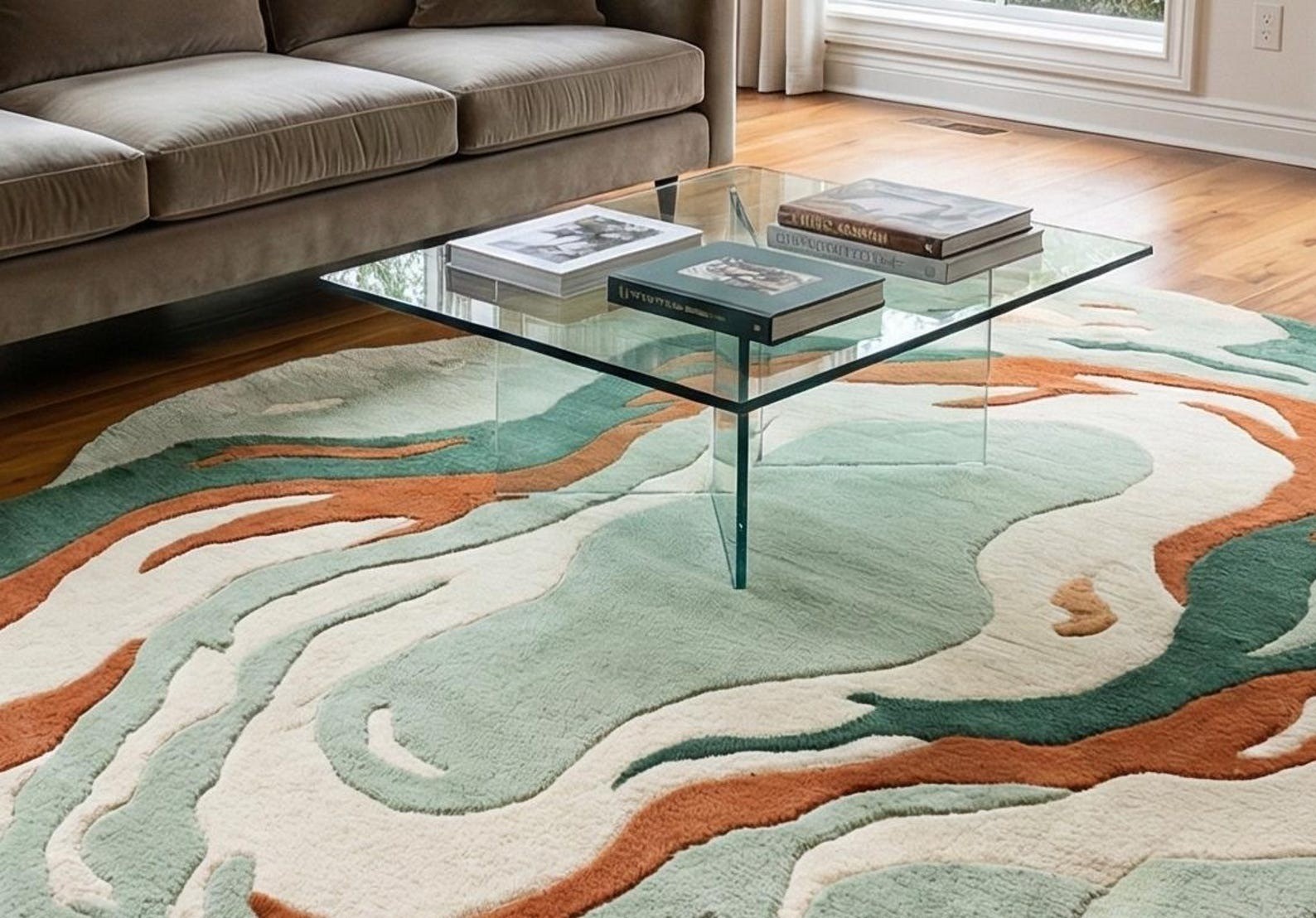 Handmade Rug | Irregular Rug | Wool Rugs | Living Room Rug | Tufted A293 gallery